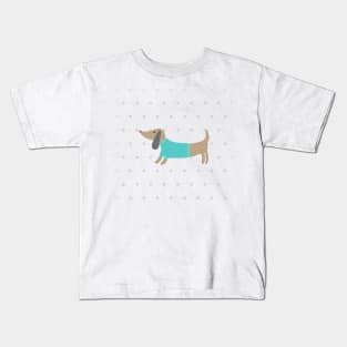Cute hand drawn dog in dotted background Kids T-Shirt